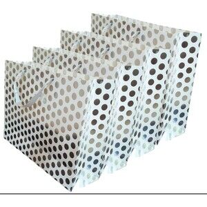 FlexiGoods 4-Pack Large Premium Quality Gift Bags for Christmas (4, silver)